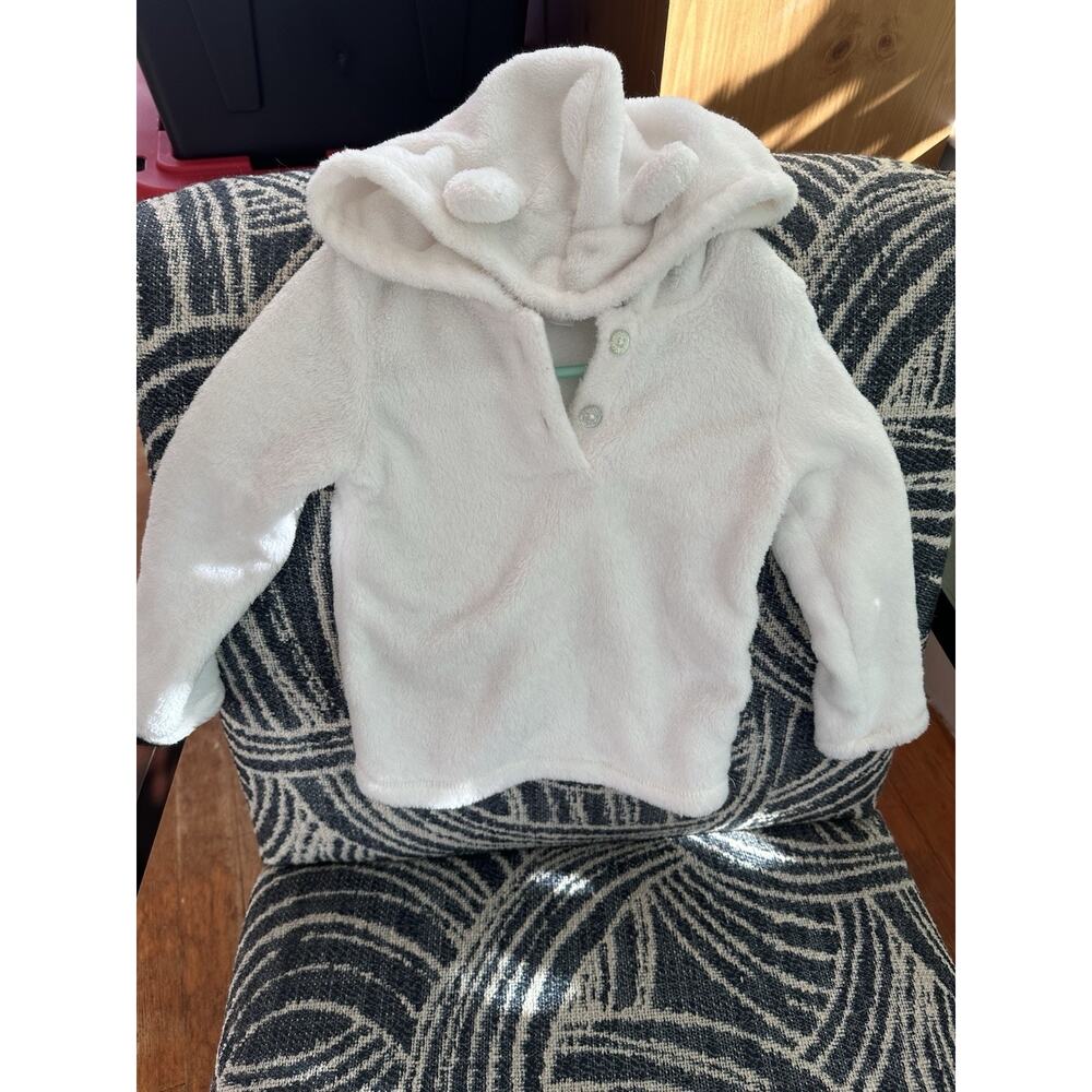 CARTERS Baby Toddler White Faux Fur Half Button Up Sz 4t Hoodie Warm